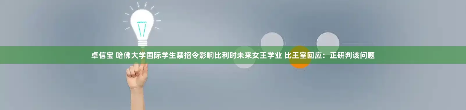 卓信宝 哈佛大学国际学生禁招令影响比利时未来女王学业 比王室回应：正研判该问题
